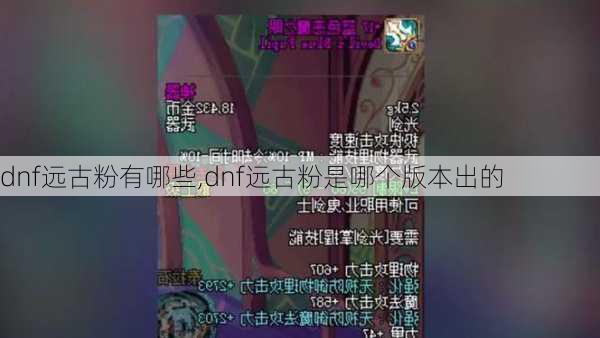 dnf远古粉有哪些,dnf远古粉是哪个版本出的