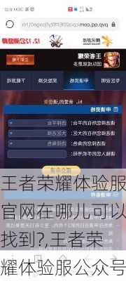 王者荣耀体验服官网在哪儿可以找到?,王者荣耀体验服公众号