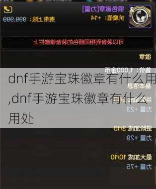 dnf手游宝珠徽章有什么用,dnf手游宝珠徽章有什么用处