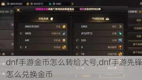 dnf手游金币怎么转给大号,dnf手游先锋怎么兑换金币