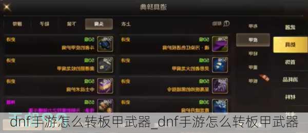 dnf手游怎么转板甲武器_dnf手游怎么转板甲武器