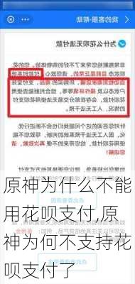 原神为什么不能用花呗支付,原神为何不支持花呗支付了