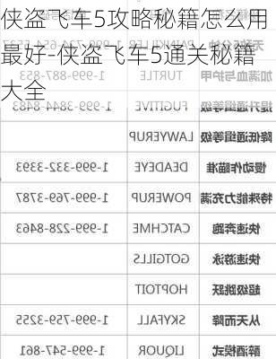 侠盗飞车5攻略秘籍怎么用最好-侠盗飞车5通关秘籍大全