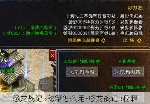 怒龙战记3秘籍怎么用-怒龙战记3秘籍